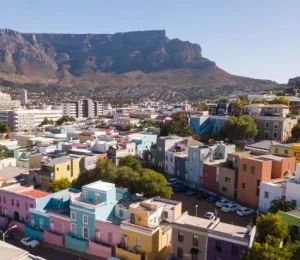 aerial view over the bo kaap region of cape town, south africa